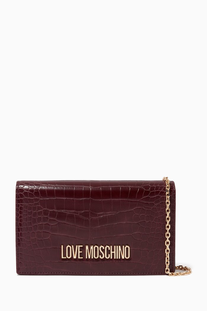 

Small Crossbody Bag in Croc-embossed Faux Leather, Purple