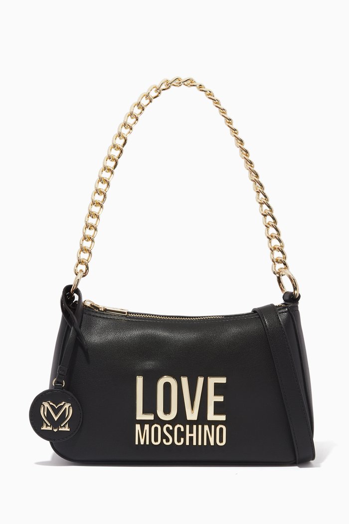 

Logo Hobo Bag in Faux Leather, Black