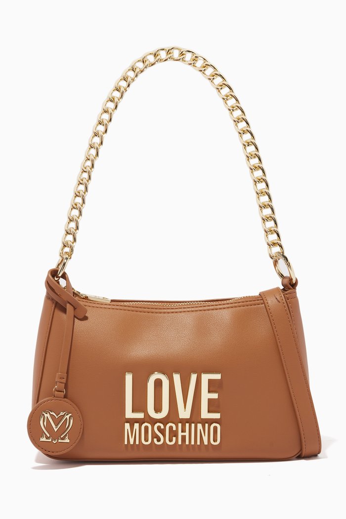 

Logo Hobo Bag in Faux Leather, Brown