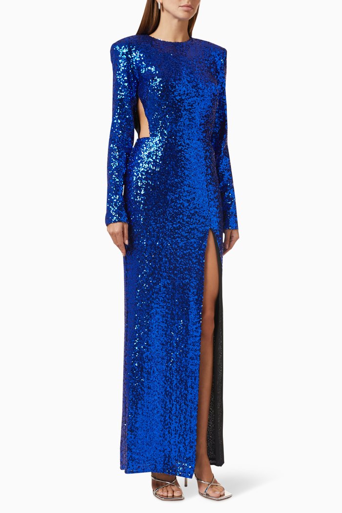

Amara Maxi Dress in Sequin, Blue