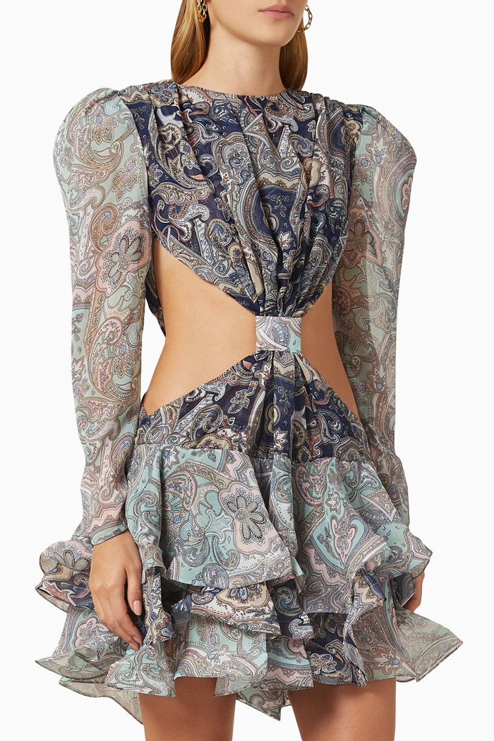 

Sara Cutout Mini Dress in Chiffon, Multicolour