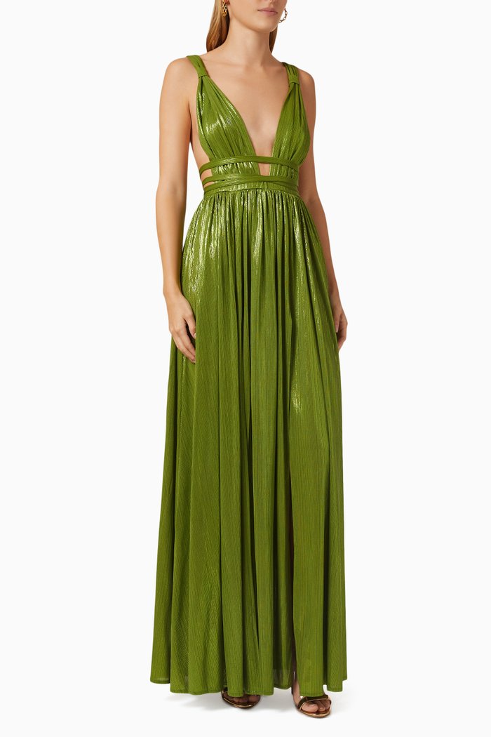 

Goddess Gown in Metallic Lamé, Green