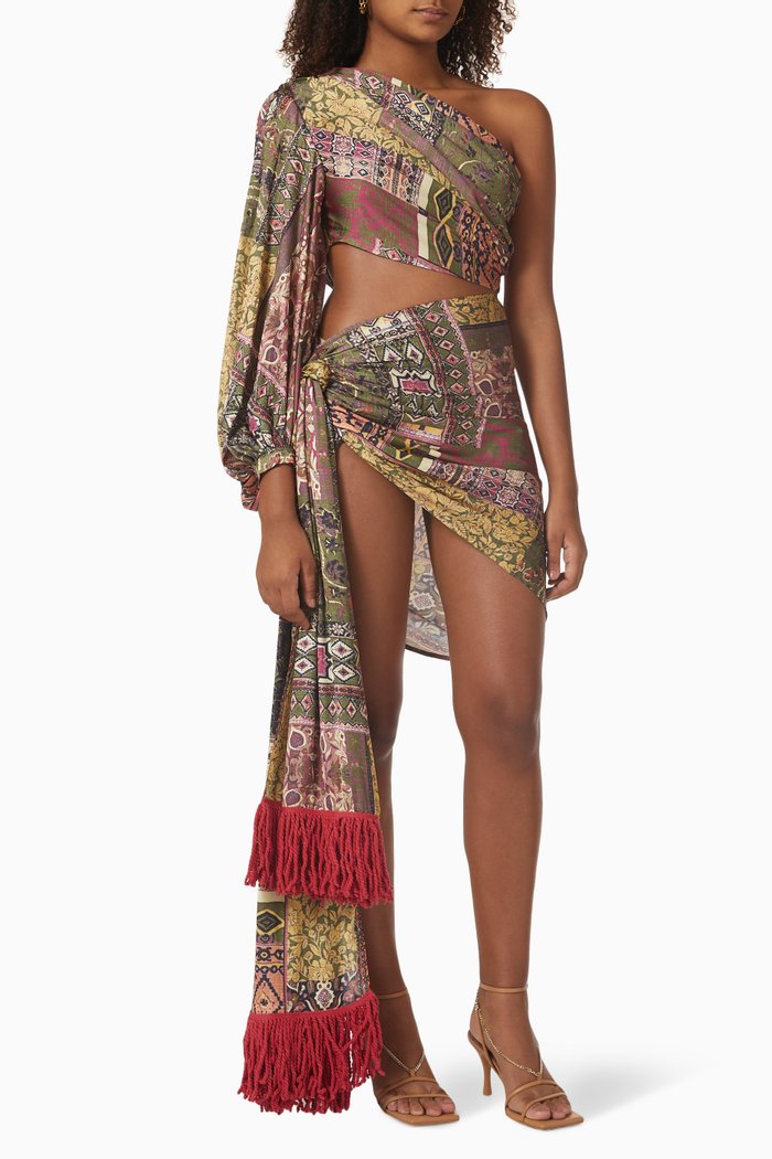 

Selma Paisley Mini Dress in Silk-blend, Multicolour