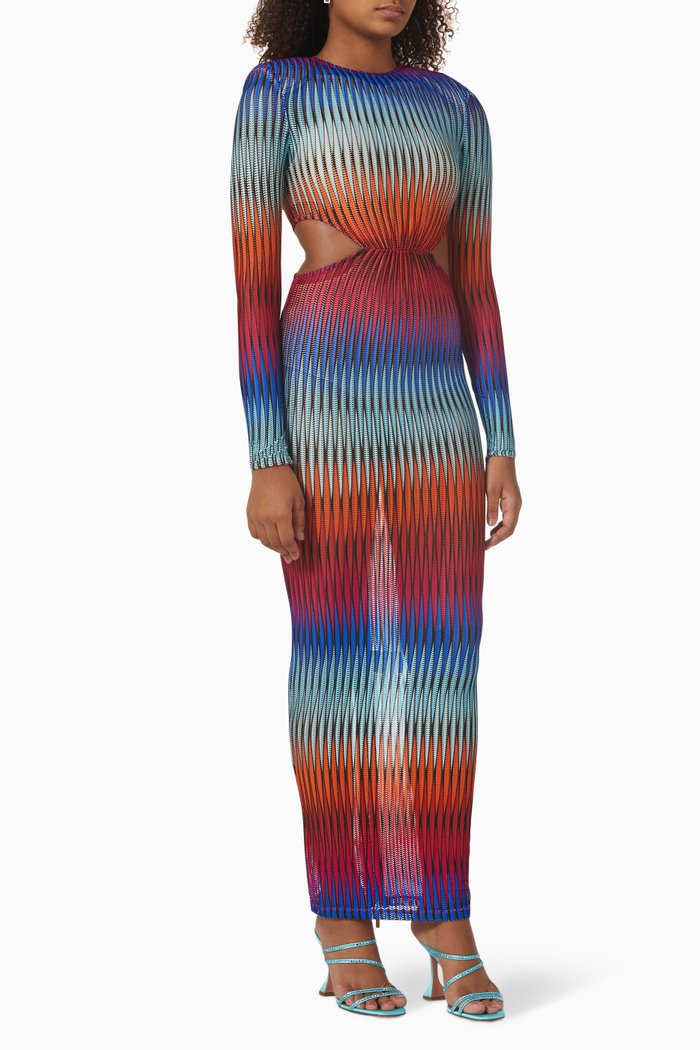 

Electra Cut-out Maxi Dress in Linen-blend, Multicolour