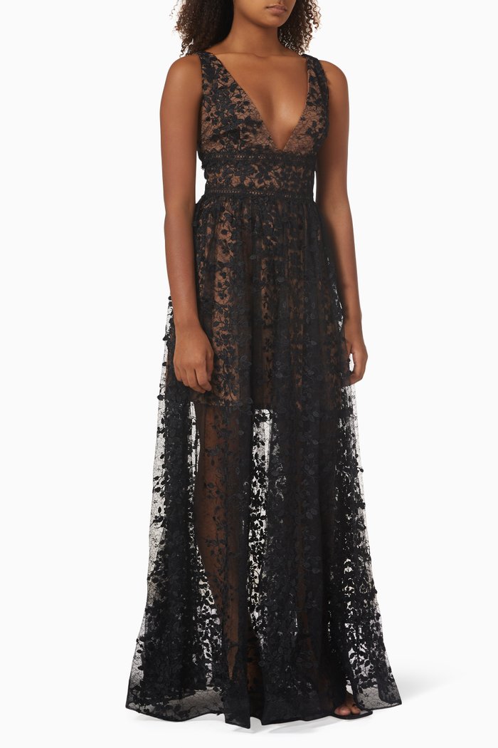 

Megan Maxi Dress in Lace, Black