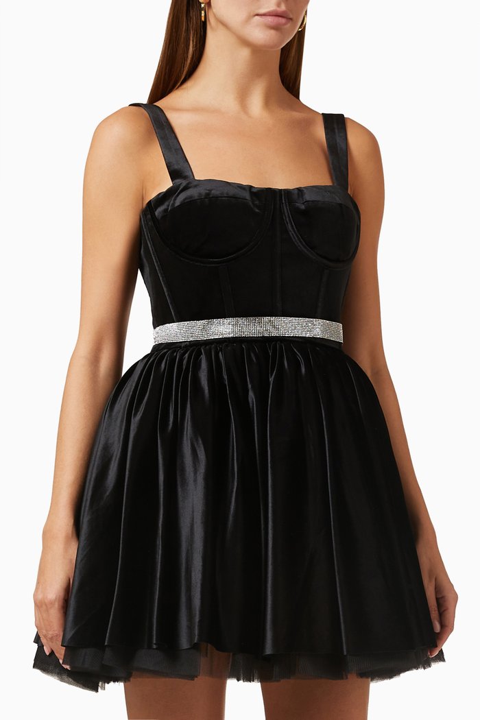 

Mademoiselle Mini Dress in Velvet, Black