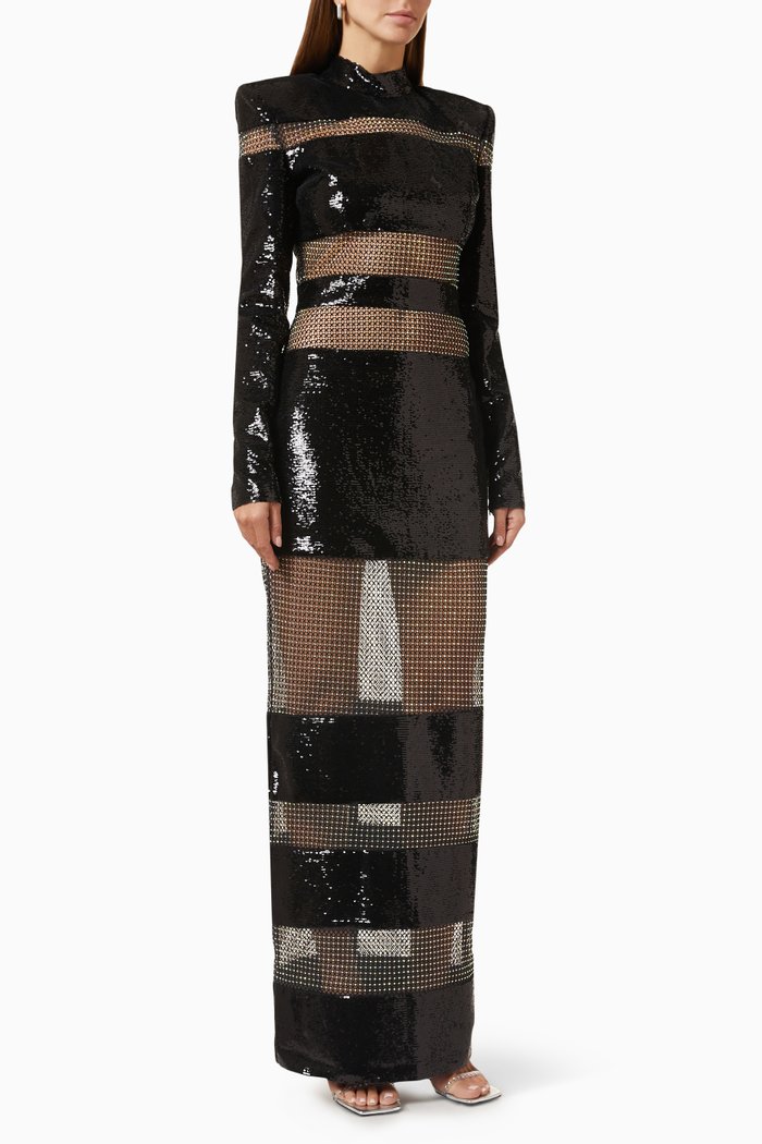 

Elise Maxi Dress in Sequin, Black