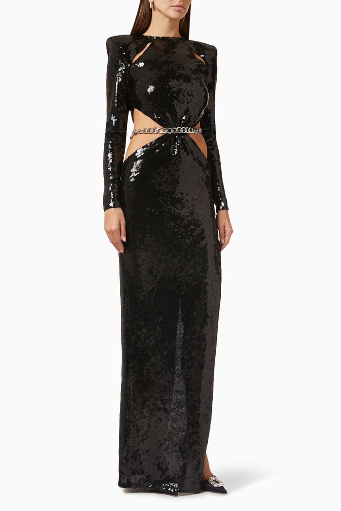 

Amara Maxi Dress in Sequin, Black