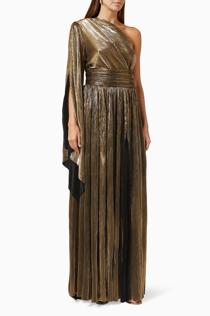 

Florence One-shoulder Maxi Dress in Lurex-jersey, Gold