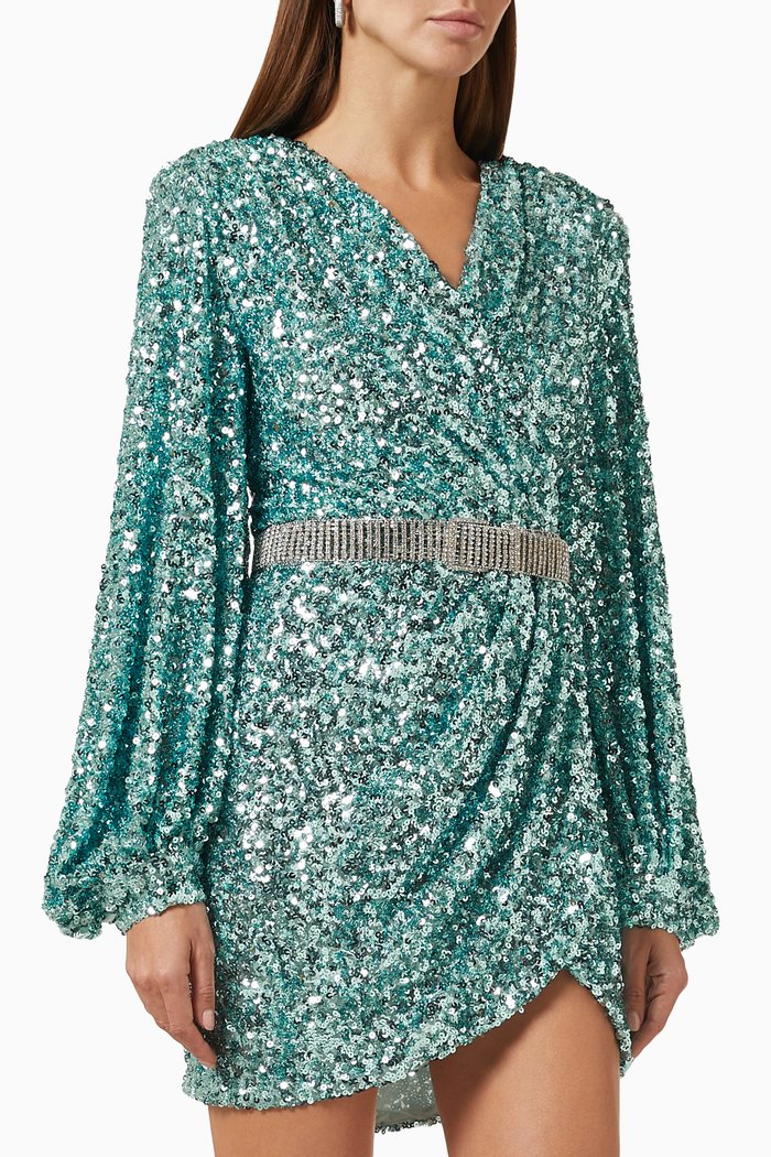 

Elizabeth Mini Dress in Sequin, Blue