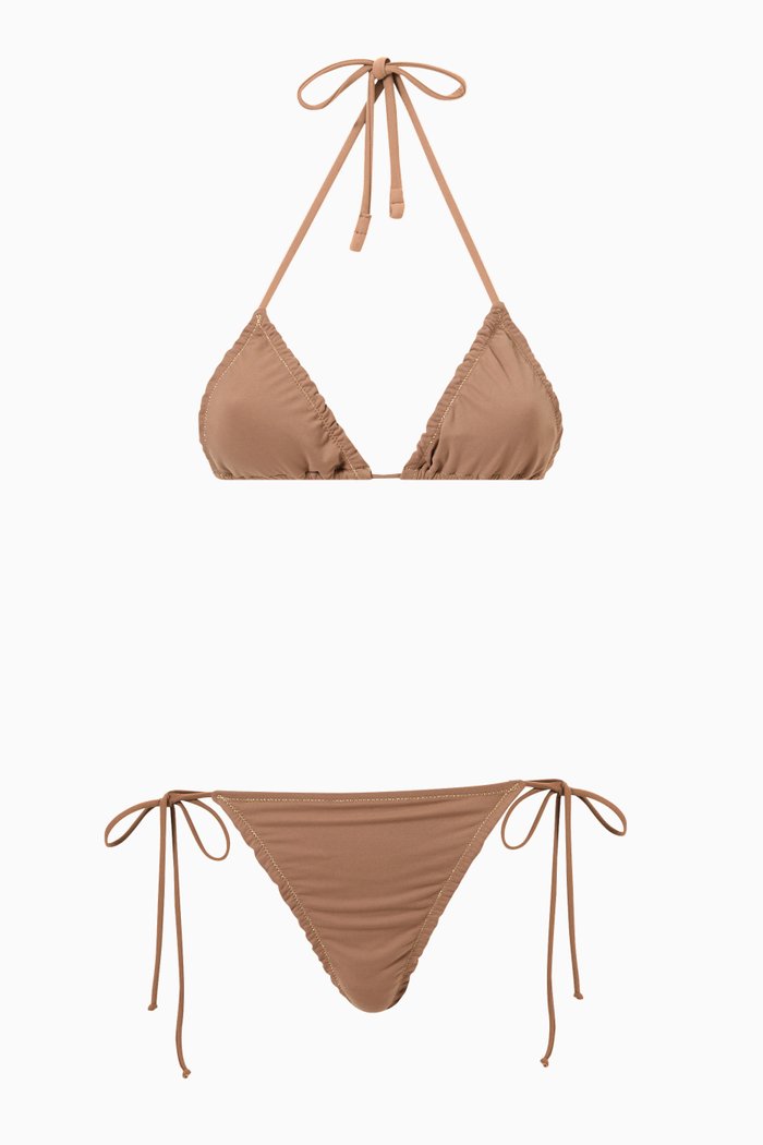 

Concetta Bikini Set in Nylon, Brown