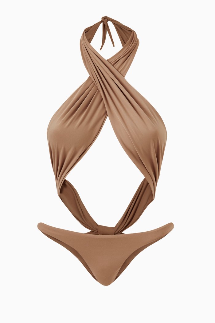 

Showpony One-piece Swimsuit in Nylon, Brown