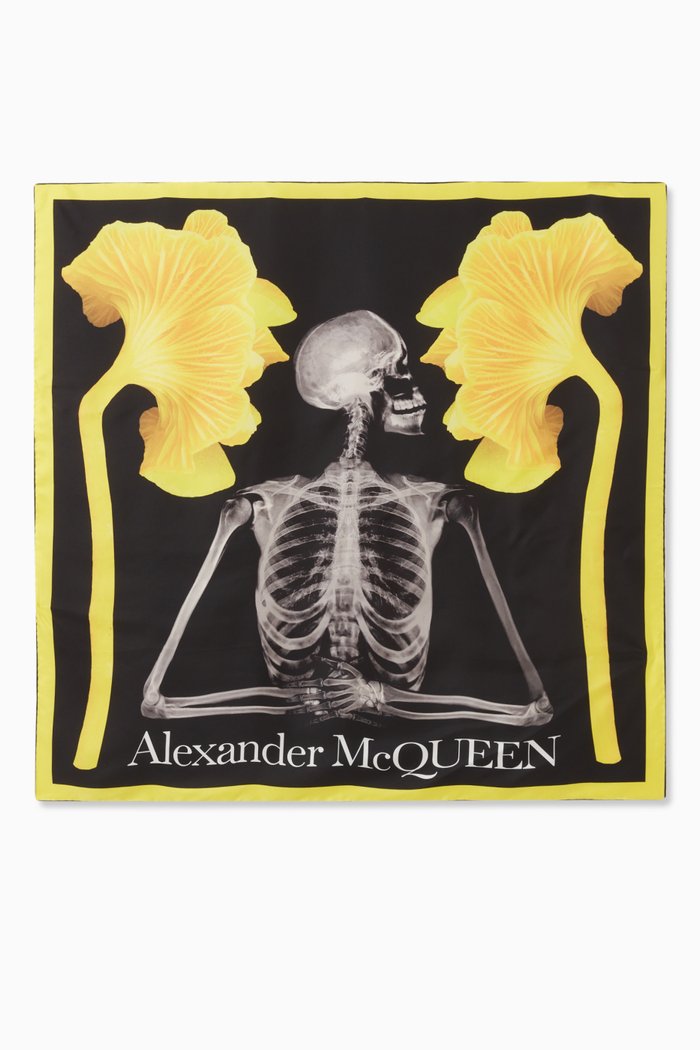 

Skeleton Mushroom Foulard in Silk, Grey