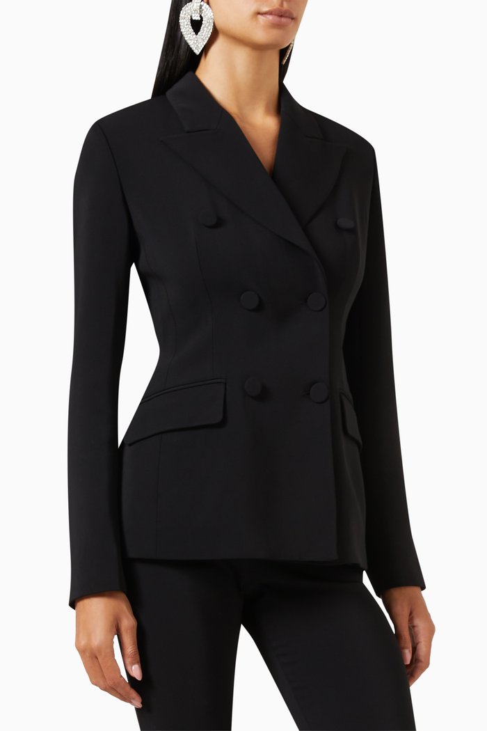 

Intricate Double-breasted Blazer, Black