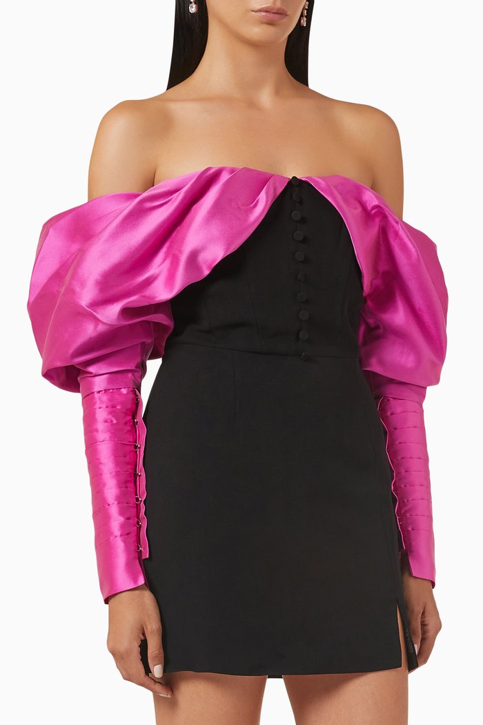 

Opera Mini Dress in Satin & Crepe, Pink