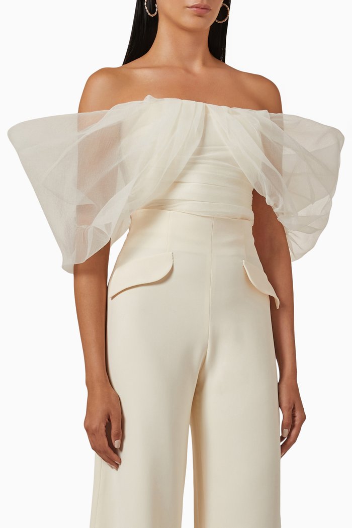 

Renaissance Top in Pebbled Organza, White