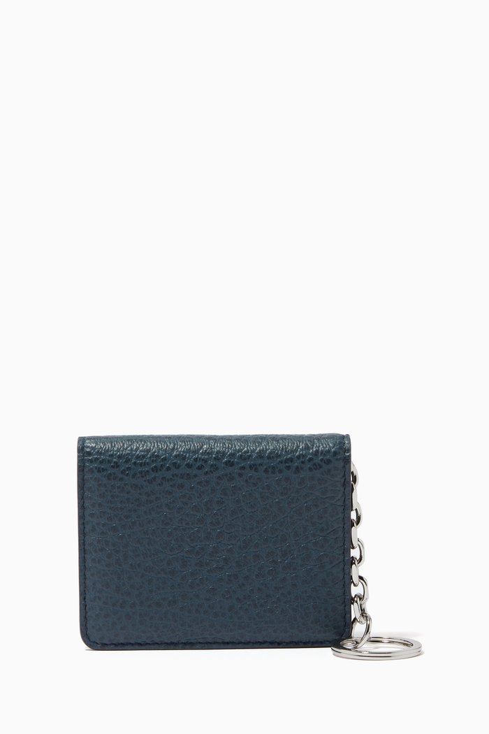 

Icons Bi-fold Cardholder in Grainy Leather, Blue