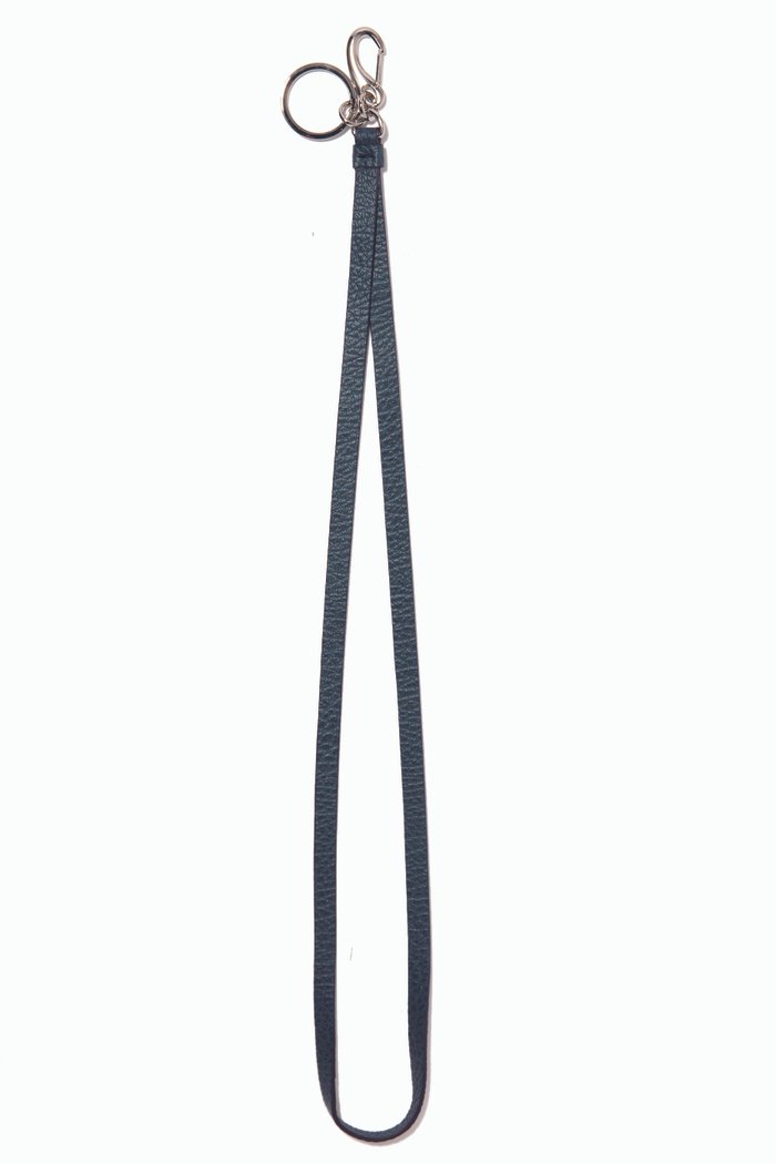 

Keyring Neck Strap in Grainy Leather, Blue