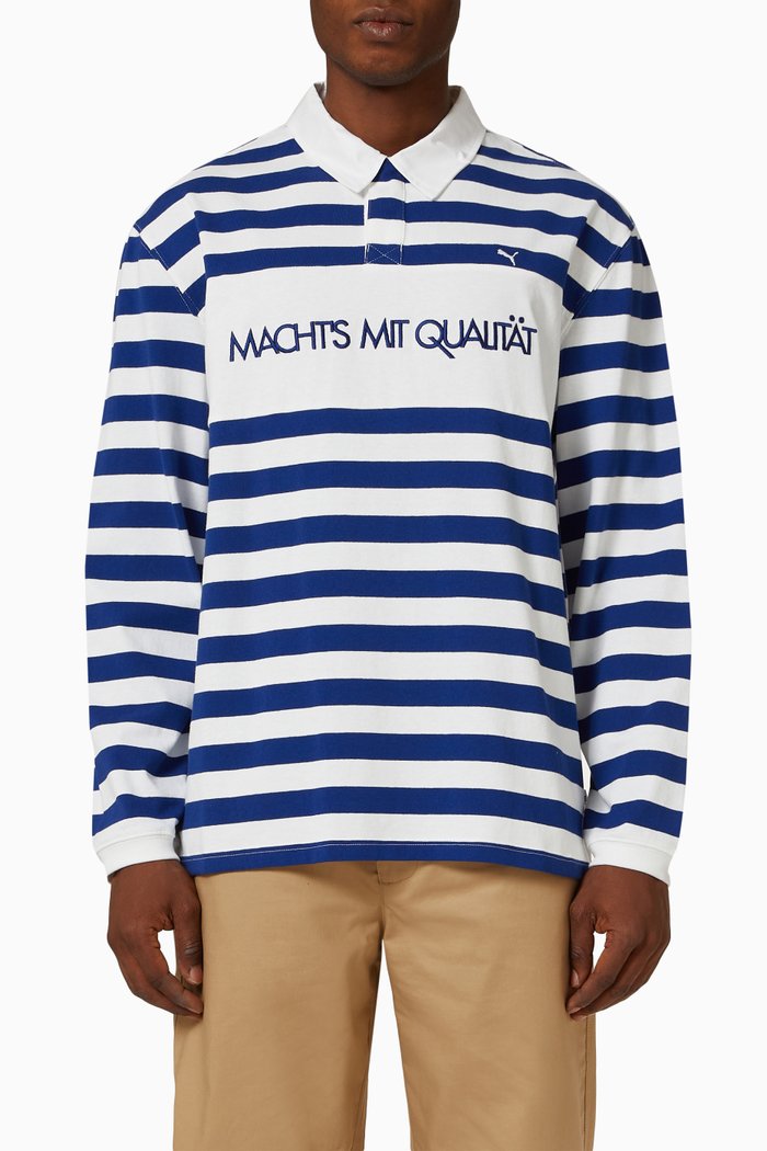 

MMQ Striped Polo Shirt in Cotton-jersey, Blue