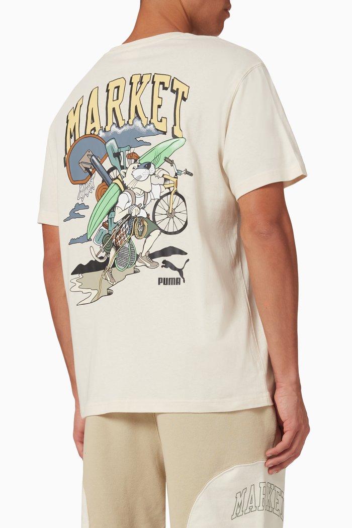 

X MARKET Relaxed Graphic Tee in Cotton, Neutral