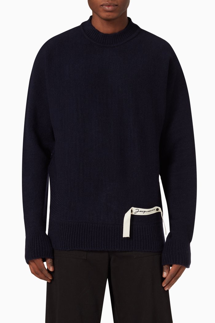 

La Maille Gardian Sweater in Wool-blend, Blue