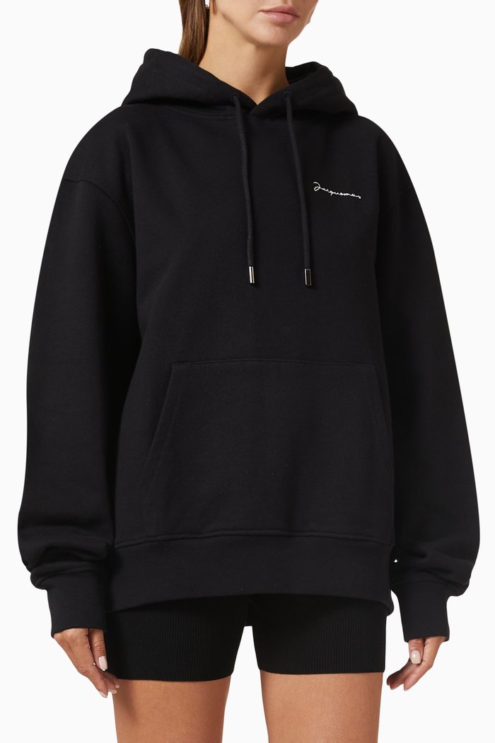 

Embroidered Logo Hoodie in Organic Cotton, Black