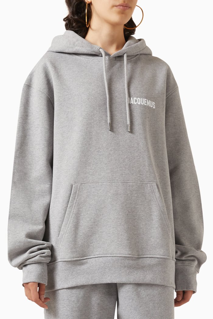 

Logo-print Hoodie in Cotton, Grey