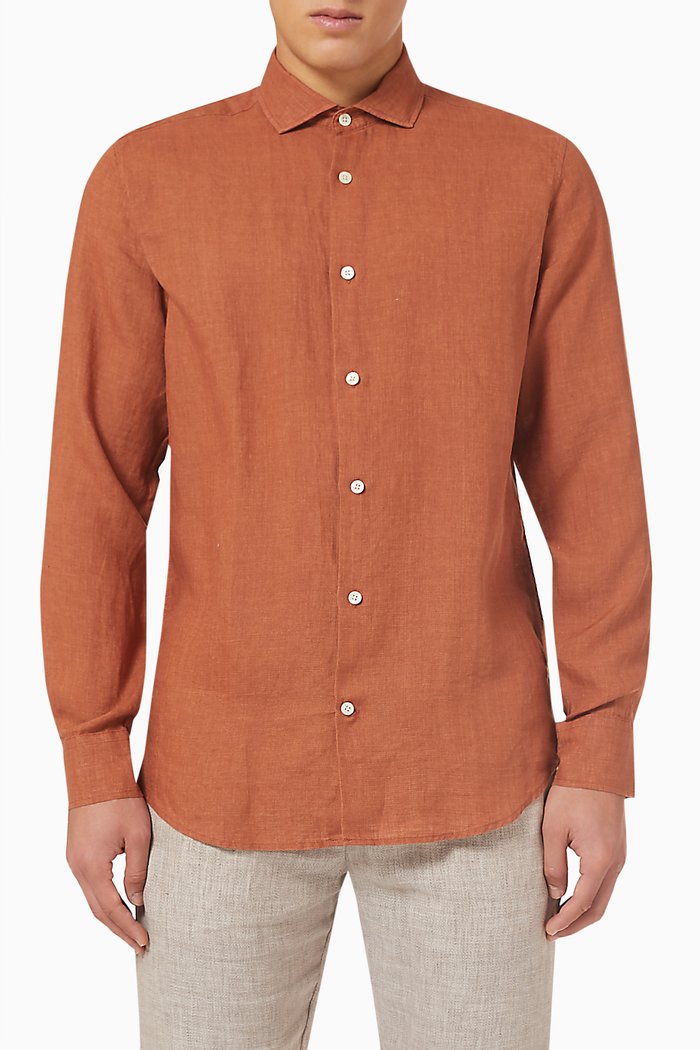 

Antonio Shirt in Linen, Brown