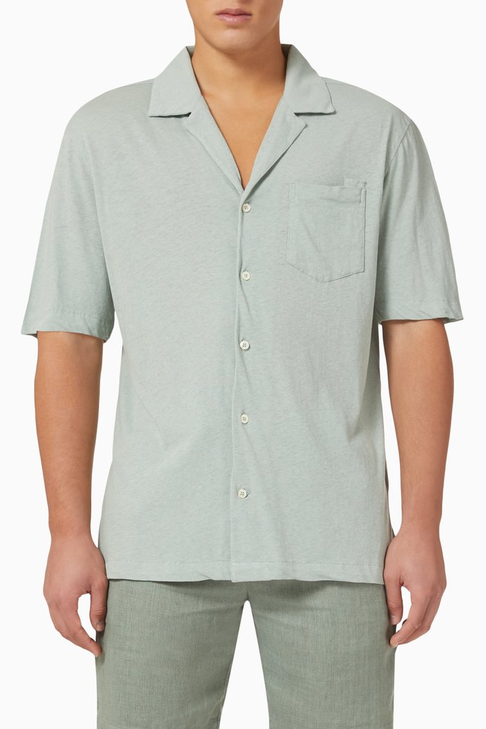 

Angelo Shirt in Linen Jersey, Green