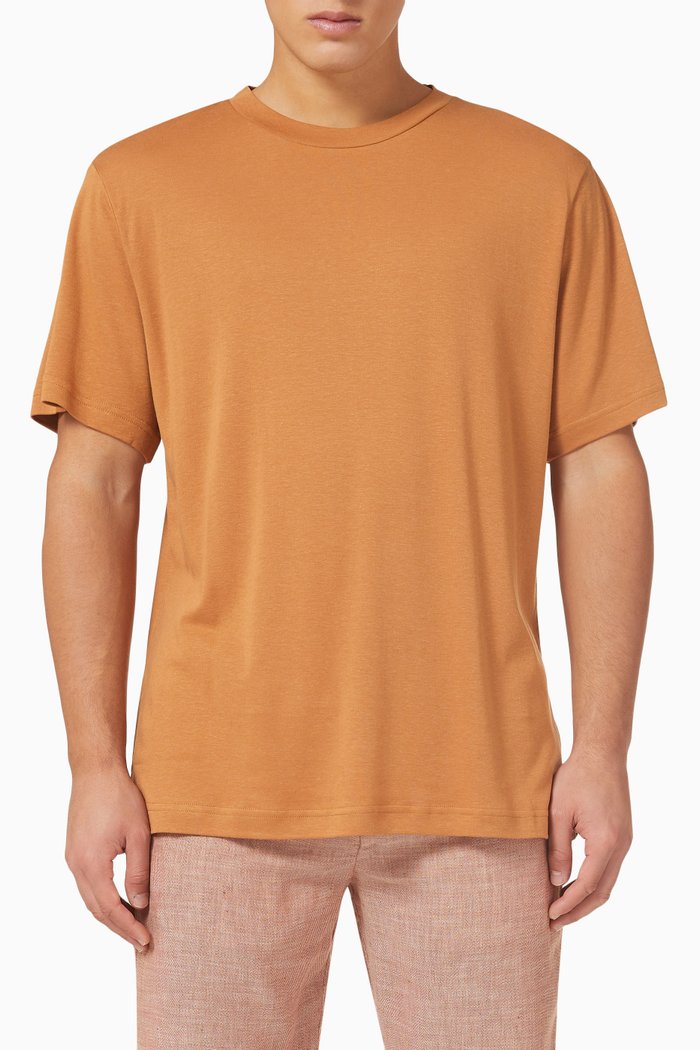 

Dinis T-shirt in Linen and Tencel Blend, Brown