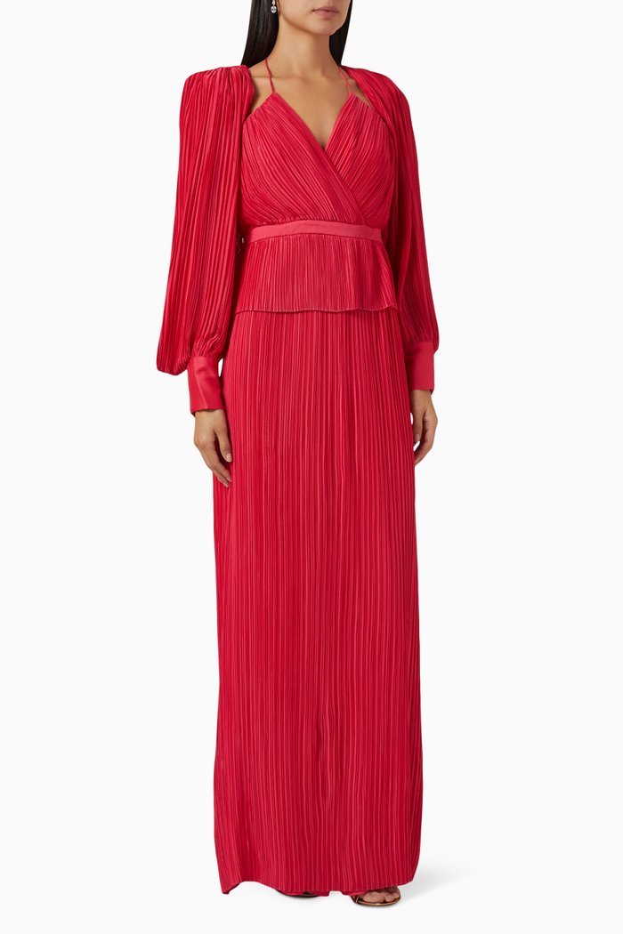 

Pleated Evening Maxi Dress, Pink