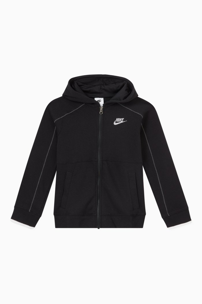 

Sportswear Zip Hoodie in Cotton Fleece, Black