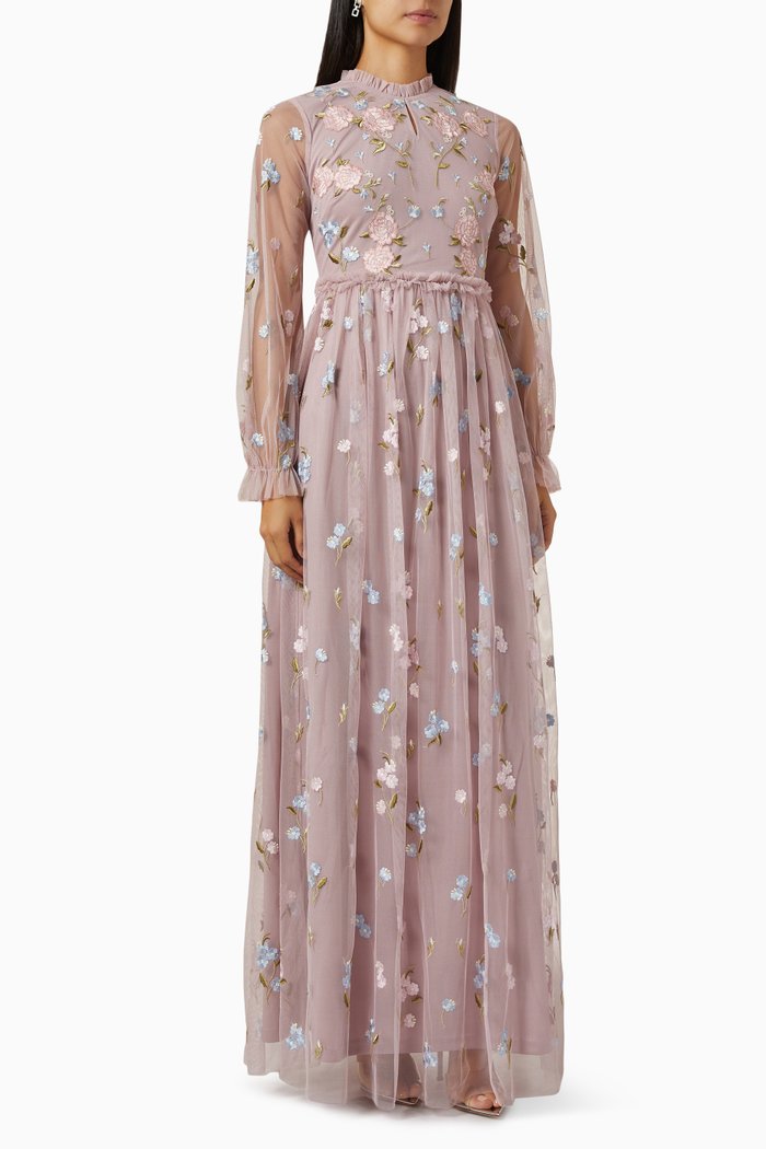 

Maxi Dress in Floral Tulle, Pink