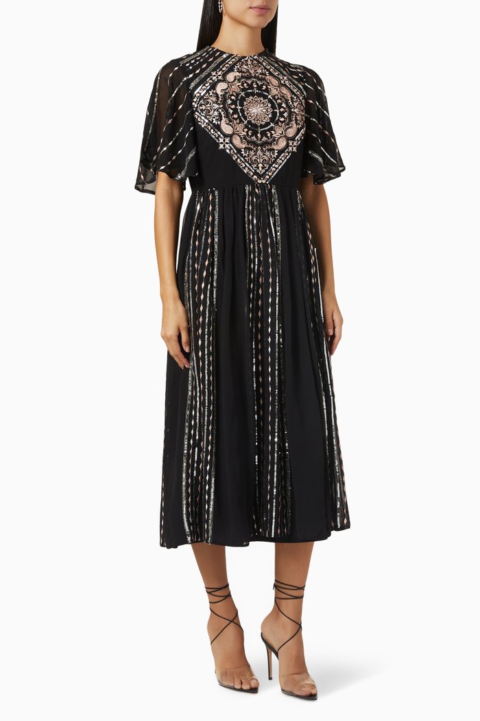 

Midi Dress in Sequin Chiffon, Black