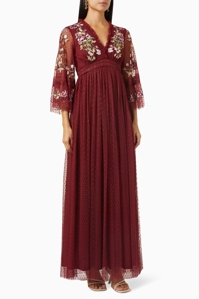 

Maxi Dress in Polka Dot Tulle, Red