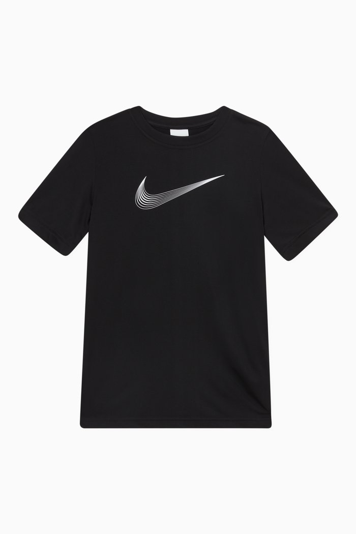

Logo Print T-shirt in Technical Fabric, Black