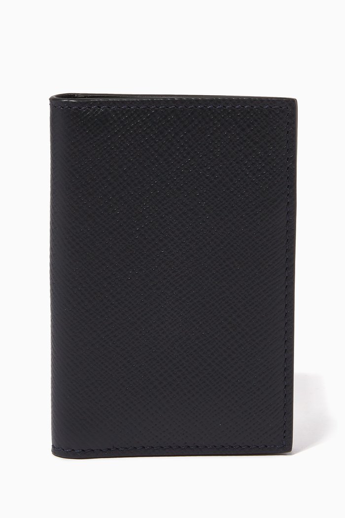 

Panama Folded Cardholder in Crossgrain Leather, Blue