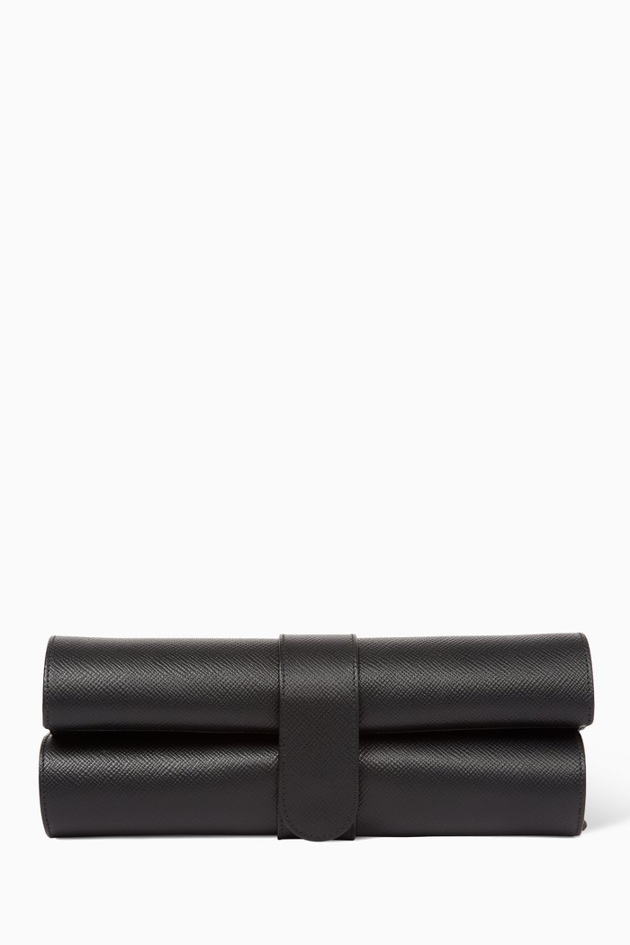 

Panama Travel Chess Roll in Crossgrain Leather, Black