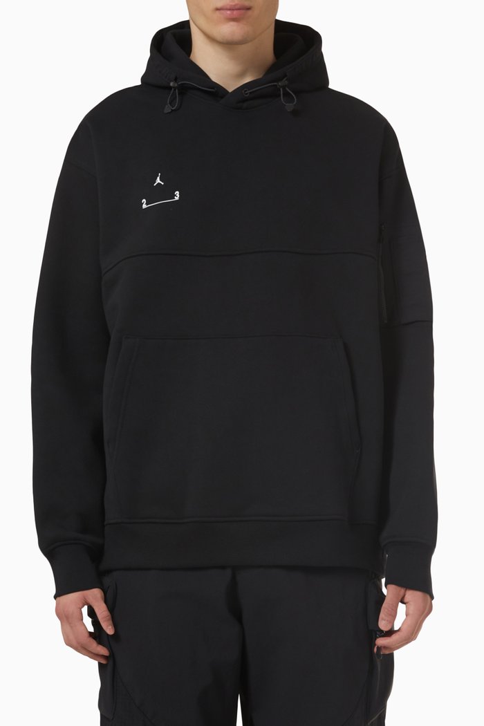 

23 Engineered Statement Hooded Sweatshirt in Cotton, Black