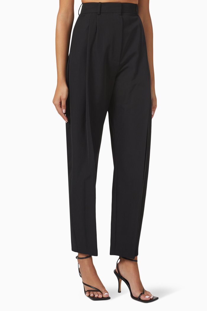 

Tapered Fit Slit Trousers, Black
