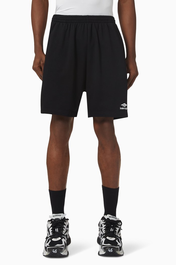 

3B Sports Icon Tracksuit Shorts in Fleece Jersey, Black