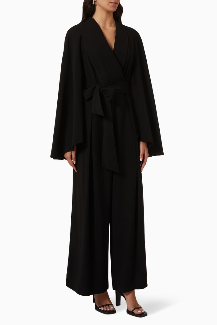 

Cape Jumpsuit in Crepe, Black