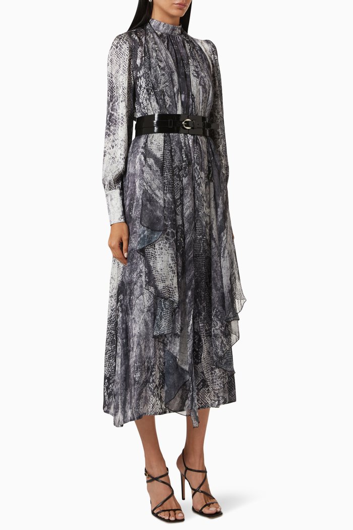 

Printed Long Sleeve Dress, Grey