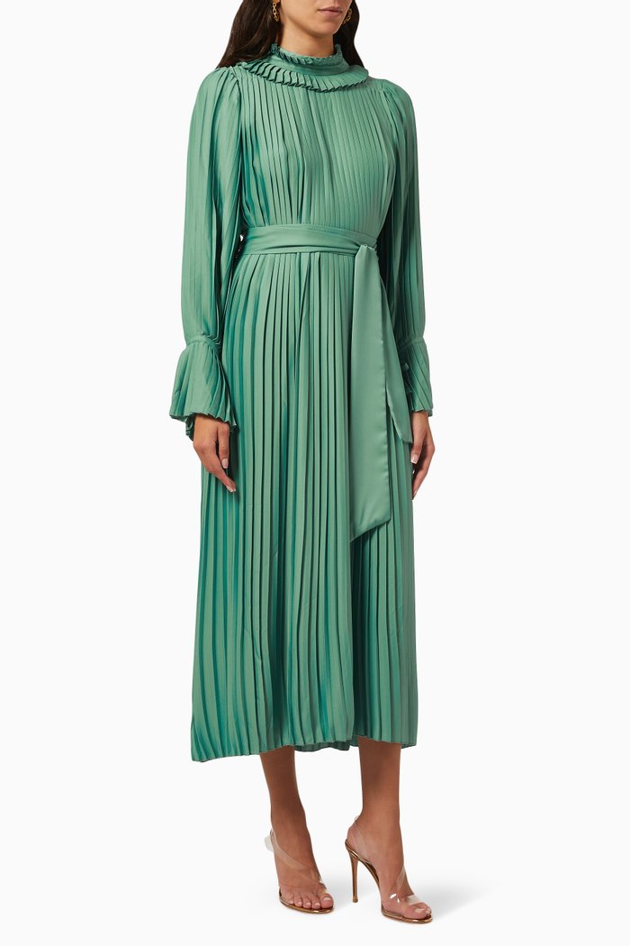 

Pleated Midi Dress, Green