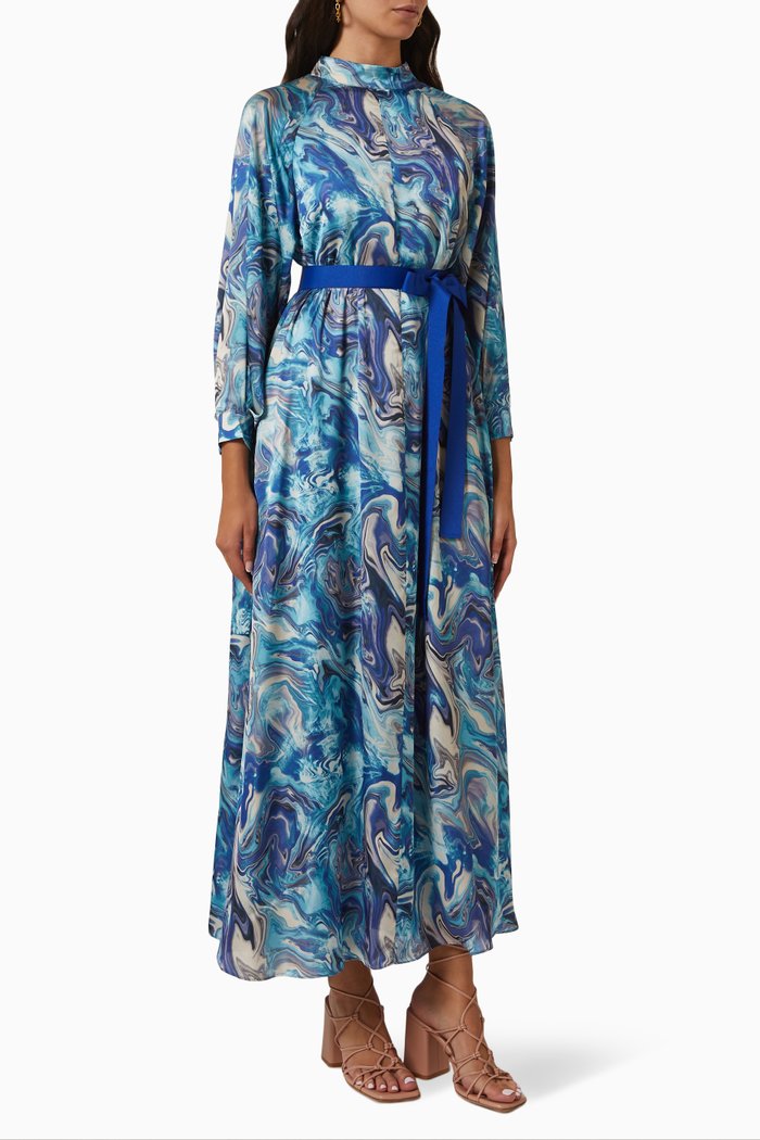 

Printed Maxi Dress, Blue