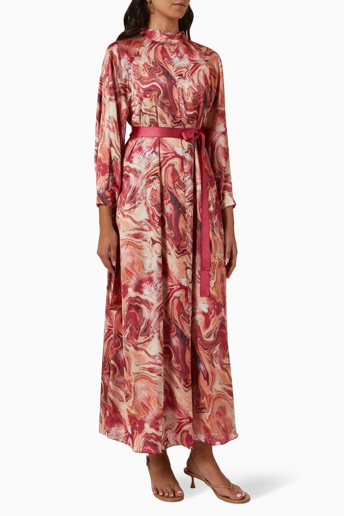 

Printed Maxi Dress, Brown