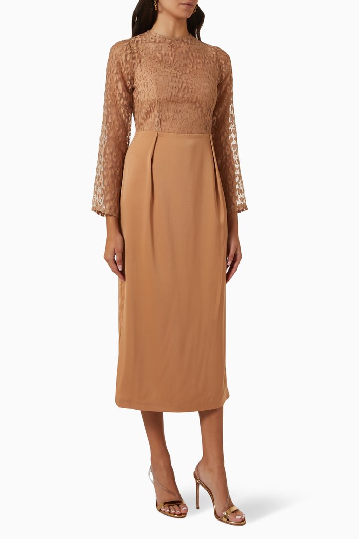 

Textured Midi Dress, Neutral