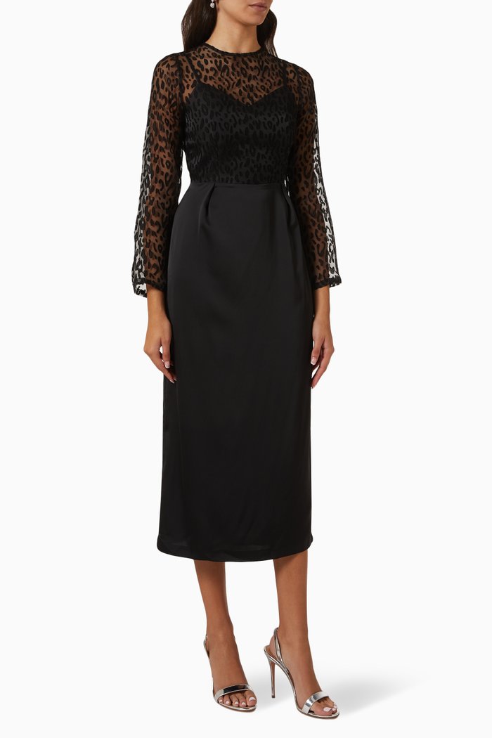 

Textured Midi Dress, Black