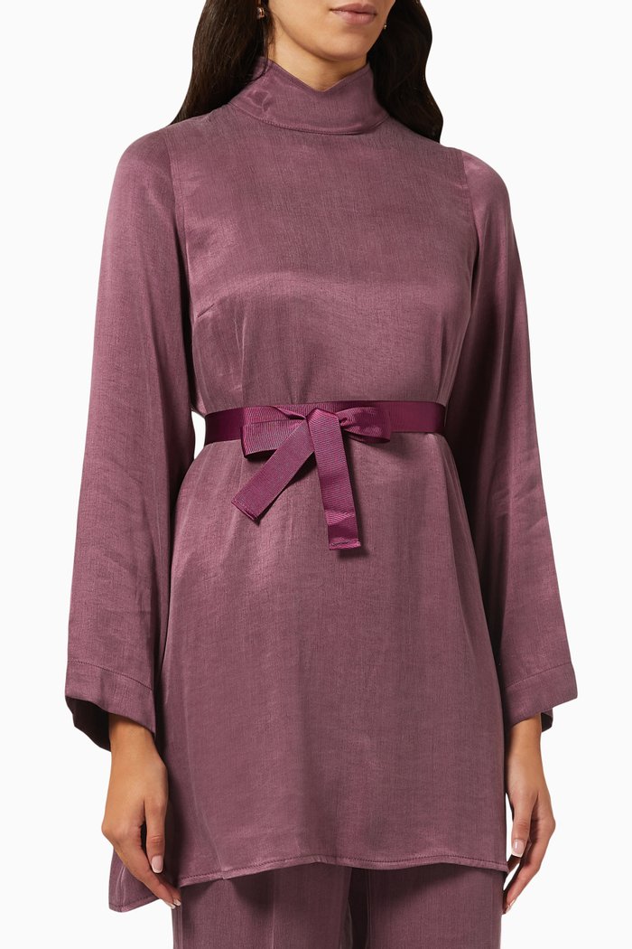 

Belted Blouse in Satin, Purple