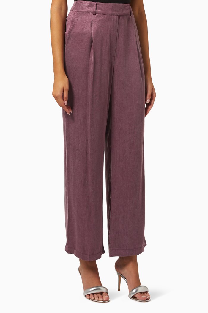 

Wide-leg Pants in Satin, Purple